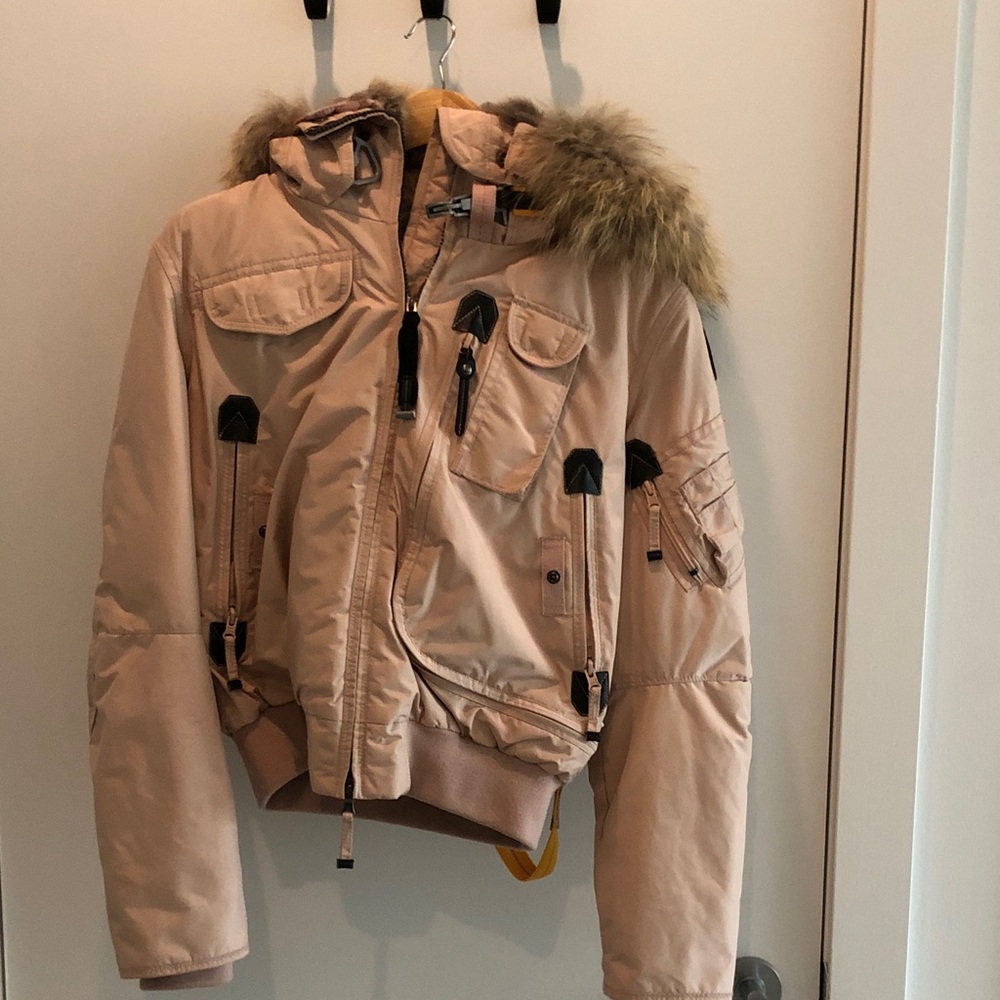Parajumpers Powder Pink Gobi Jacket with Fur Trim